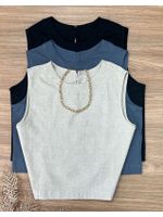 Blusa Cavada Linho Cinza