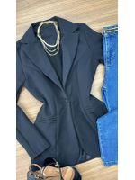 Blazer Alongado Alfaiataria Preto
