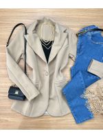 Blazer Alongado Alfaiataria Bege