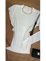 Blusa Tricô Sueter Branco