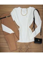 Blusa Tricô Sueter Branco Gola V 