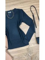 Blusa Tricô Sueter Preto Gola V 