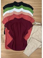 Blusa Manga Curta Crepe Cereja 