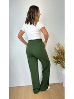 Calça Wide Leg Moletinho Verde Militar