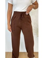 Calça Wide Leg Moletinho Marrom