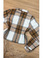 Camisa Flanelada Xadrez Max Cropped Caramelo