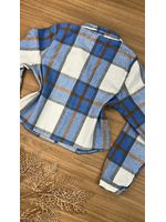 Camisa Flanelada Xadrez Max Cropped Azul