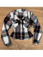 Camisa Flanelada Xadrez Max Cropped Preta