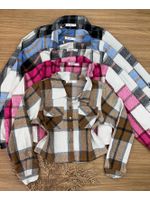 Camisa Flanelada Xadrez Max Cropped Azul