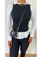 Blusa Canelada Max Croped Regata Preta