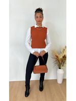Blusa Tricô Colete Caramelo