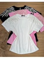 Blusa T-Shirt Luxo Bordada Preta