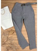 Calça Alfaiataria com Cinto Cinza