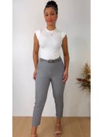 Calça Alfaiataria com Cinto Cinza