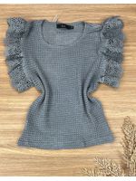 Blusa Manga Guipir Cinza