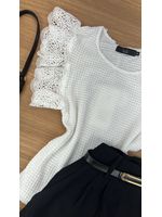 Blusa Manga Guipir Branca