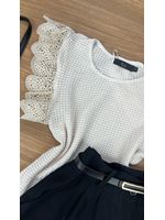Blusa Manga Guipir Bege