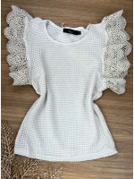 Blusa Manga Guipir Bege