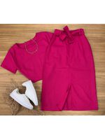 Conjunto Linho Saia Midi Pink