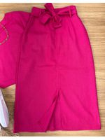 Conjunto Linho Saia Midi Pink