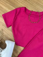 Conjunto Linho Saia Midi Pink