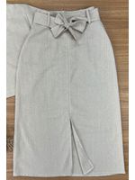 Conjunto Linho Saia Midi Cru