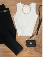 Blusa Canelada Max Croped Regata Branca