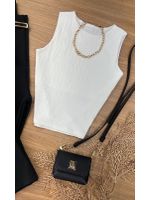 Blusa Canelada Max Croped Regata Branca