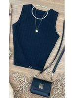 Blusa Canelada Max Croped Regata Preta