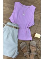 Blusa Canelada Max Croped Regata Rosa Claro