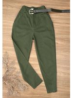 Calça Cenoura Verde Militar com Cinto