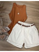 Short Com Cinto Sarja Bege 