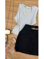 Blusa Canelada Max Croped Regata Cinza Claro