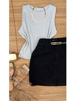 Blusa Canelada Max Croped Regata Cinza Claro