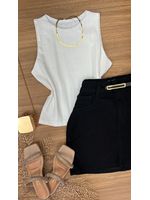 Blusa Canelada Max Croped Regata Branca