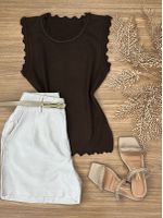 Blusa Modal Nuvem regata Marrom