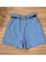 Short Alfaiataria Com Cinto Azul