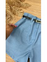 Short Alfaiataria Com Cinto Azul