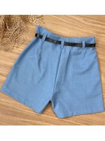 Short Alfaiataria Com Cinto Azul