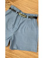 Short Alfaiataria Com Cinto Azul