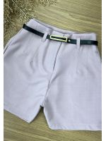 Short Alfaiataria Com Cinto Rosa