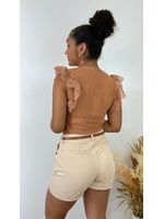Short Com Cinto Sarja Bege 