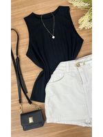 Blusa Canelada Regata Preta
