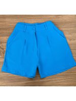 Conjunto Alfaiataria Blusa Peplum e Short Azul com Cinto 