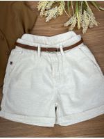 Short Com Cinto Linho Cru