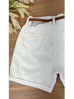 Short Com Cinto Linho Cru