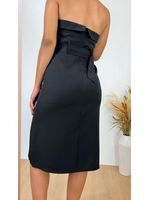 Vestido Tomara que Caia Midi Alfaiataria Preto com Cinto
