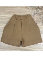 Conjunto Alfaiataria Blusa Peplum e Short Caramelo com Cinto