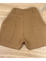 Conjunto Alfaiataria Blusa Peplum e Short Caramelo com Cinto
