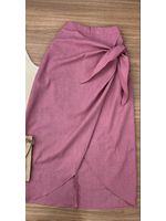 Saia Midi Linho Amarração Rose